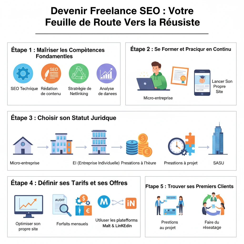 Comment devenir Freelance SEO : Feuille de route en 5 étapes clés