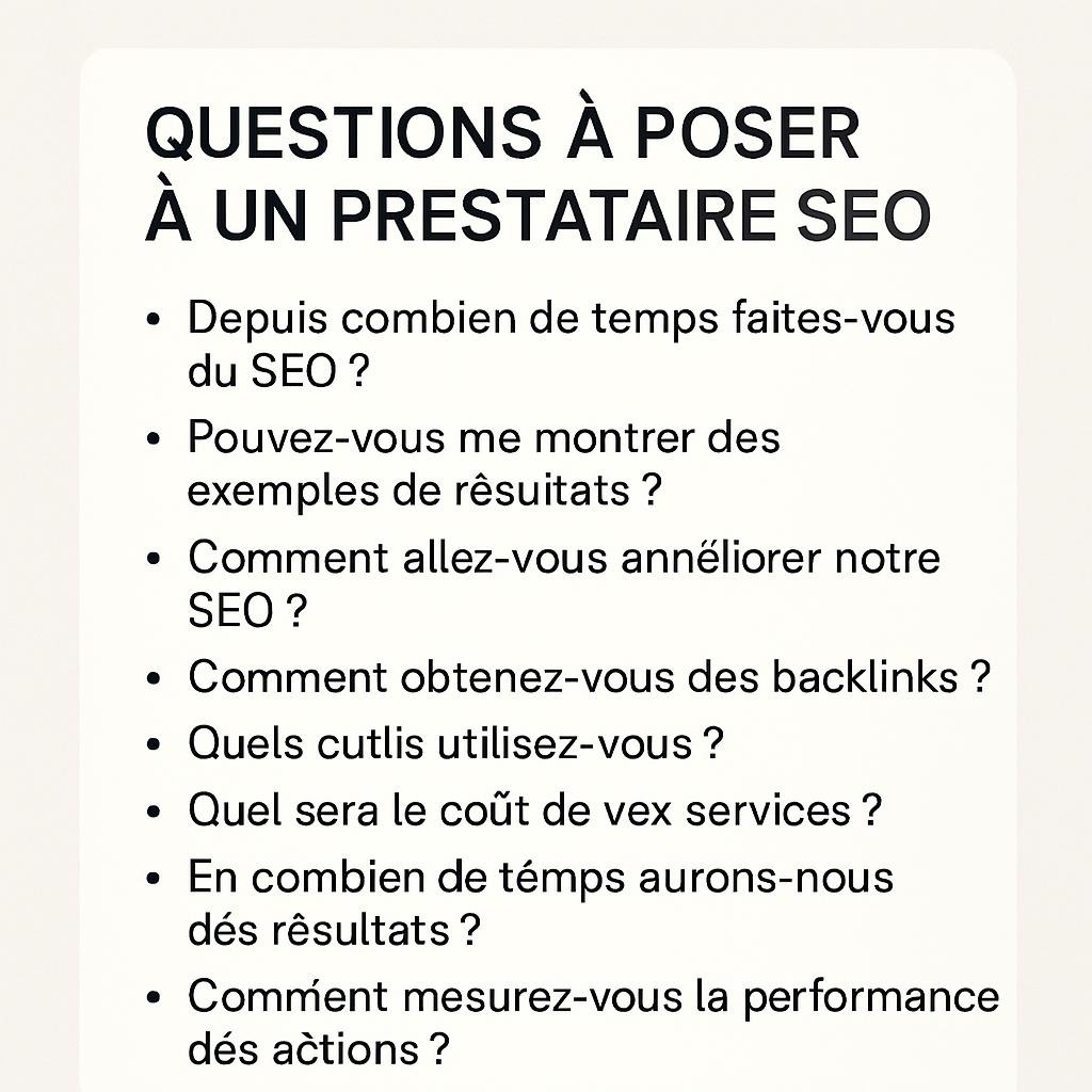 25 questions à poser à un prestataire SEO