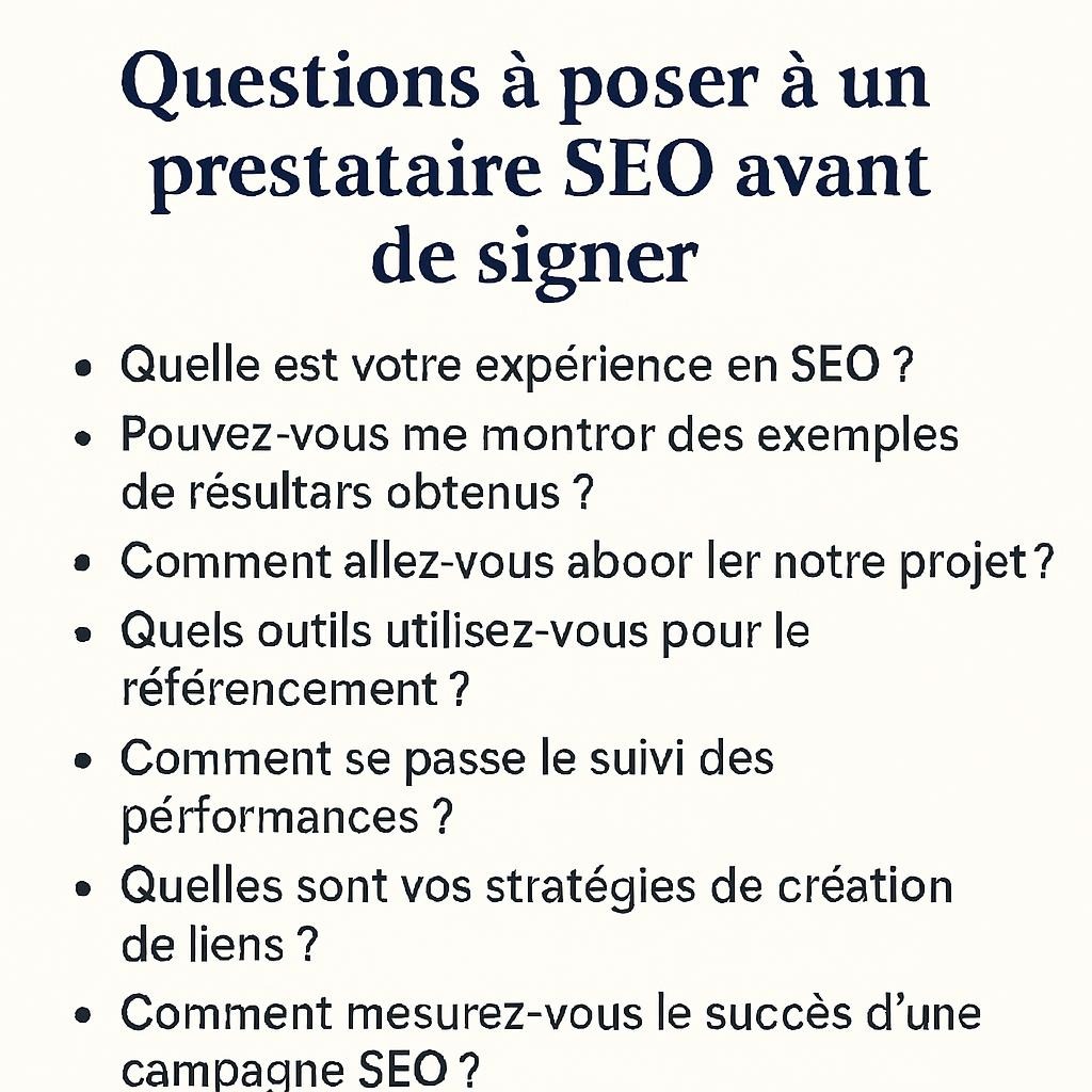 25 questions à poser à un prestataire SEO avant de signer