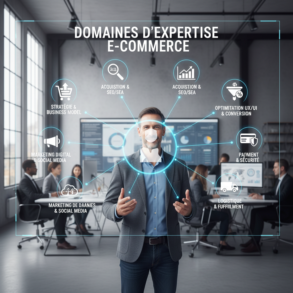 Domaines d'expertises d'un spécialiste e-commerce.