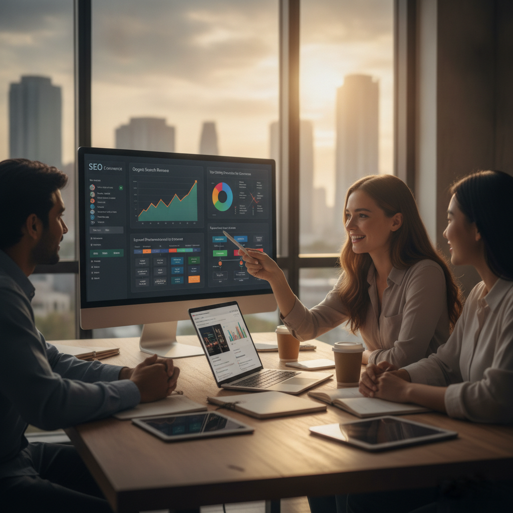 Discussion en équipe du Coaching SEO dans le E-Commerce