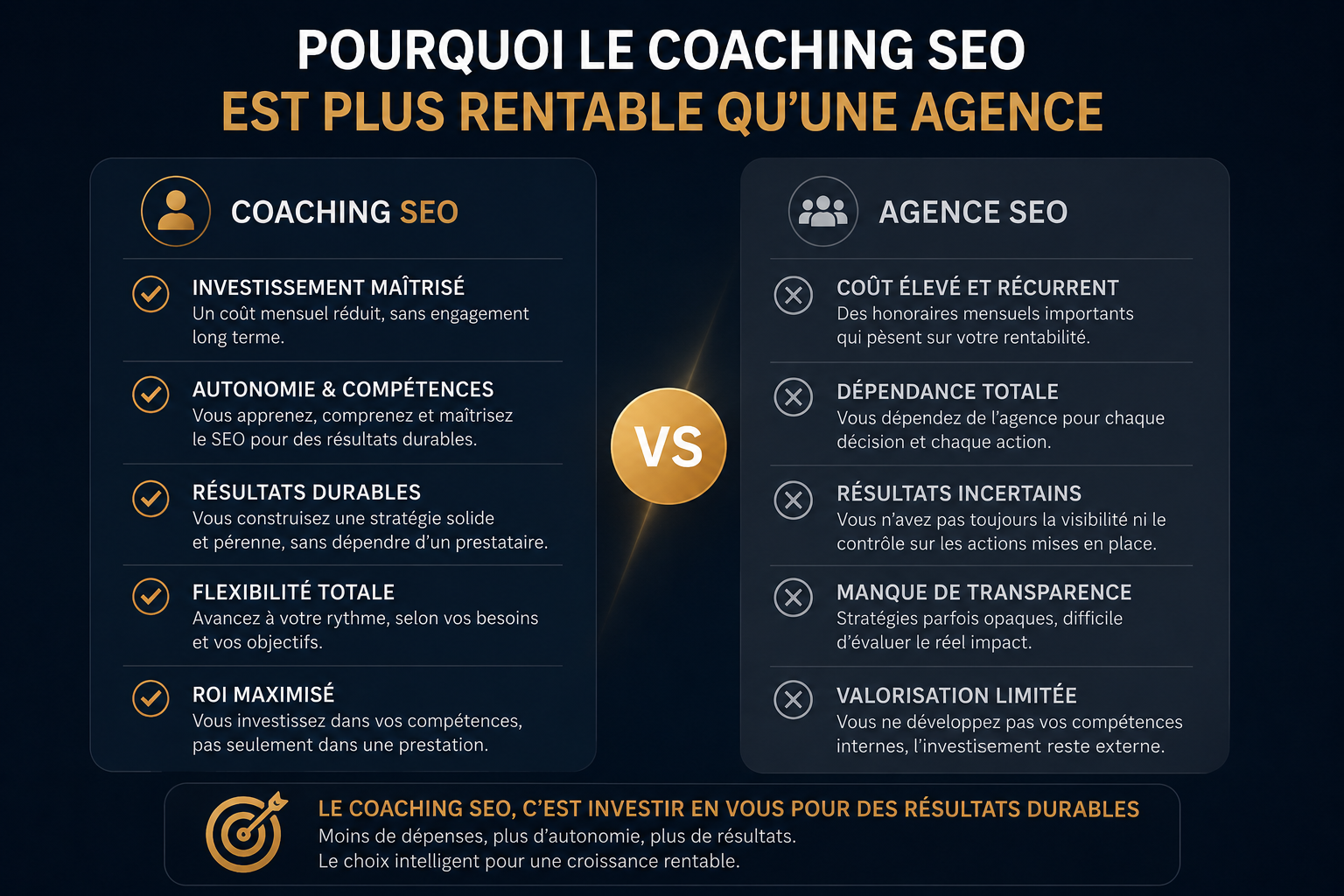Explications de pourquoi le Coaching est plus rentable qu'une Agence